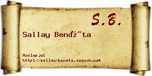Sallay Benáta névjegykártya